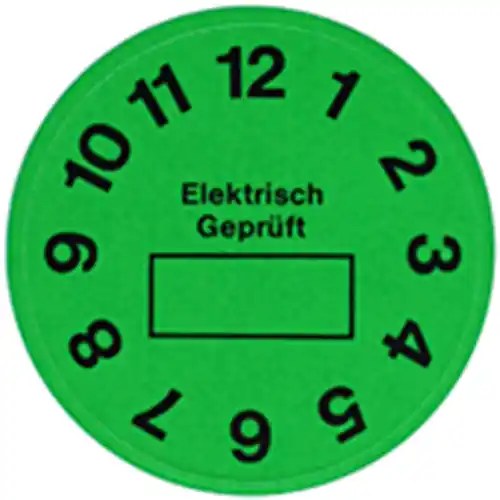 Elektro-Prüfplakette, 1 bis 12, Ø 35 mm, Vinyl, 3-1768036-2, Packung mit 5 Stück Neu Im Sortiment