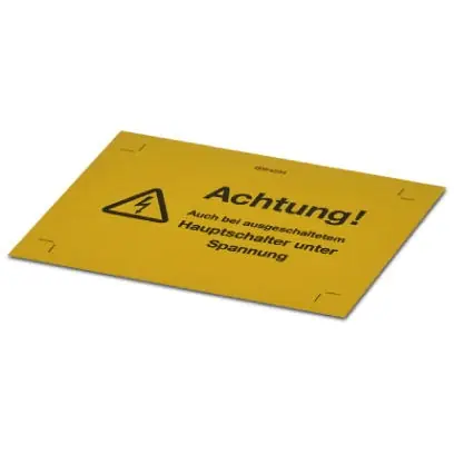 Wochenendangebot Warnschild, Symbol: Blitz, (L x B) 74 x 74 mm, PE, 1004500