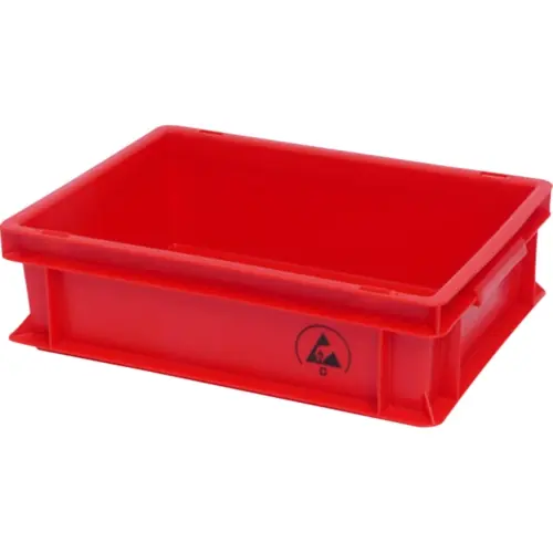 Solange Der Vorrat Reicht ESD Eurobehälter, ohne Schubladen, rot, (L x B x T) 600 x 400 x 120 mm, H-16W 64120-R