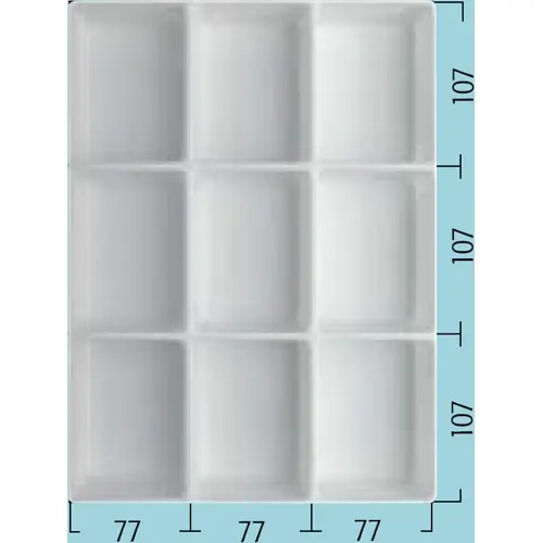 Tiefzieheinlage, mit 9 Fächer, weiß, (L x B x T) 340 x 250 x 38 mm, TE 9 S Geprüft