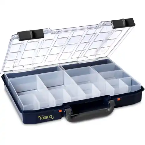 Kleinteile-Koffer, mit 16 Schubladen, blau, (L x B x T) 337 x 278 x 218 mm, CARRYLITE 55 4X8-16 Garantierte Lieferung