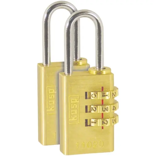 Zahlenschloss, Doppelpack, Stufe 2, Bügel (H) 21 mm, Messing, (B) 20 mm, K11020D2 Knallerangebot