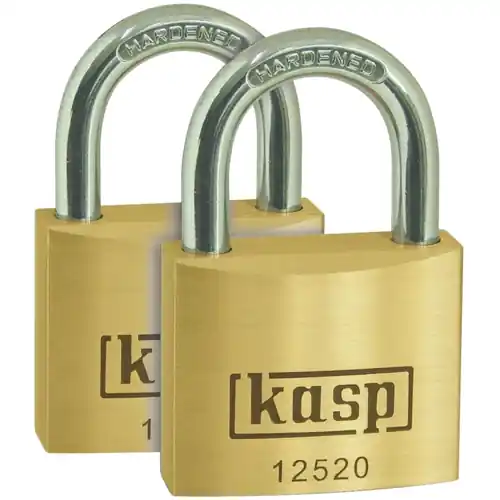 Top-Seller Vorhängeschloss, Doppelpack, Stufe 2, Bügel (H) 12 mm, Messing, (B) 20 mm, K12520D2