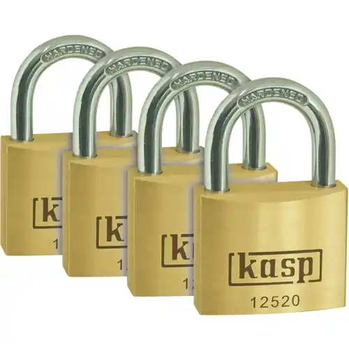 Begrenztes Angebot Vorhängeschloss, Viererpack, Stufe 2, Bügel (H) 12 mm, Messing, (B) 20 mm, K12520D4