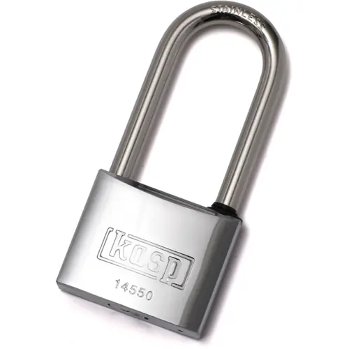 Beliebt Vorhängeschloss, rostfrei, hoher Bügel, gleichschließend, Stufe 7, Bügel (H) 63 mm, Stahl, (B) 50 mm, K14550L63A1