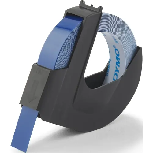 Neue Ware Prägeband, 9 mm, Band blau, Schrift weiß, 3 m, 520106