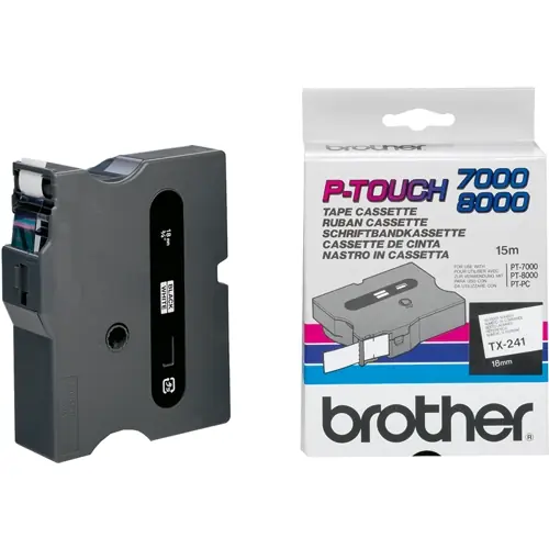 Preiswert Schriftbandkassette, 18 mm, Band weiß, Schrift schwarz, 15.4 m, TX-241