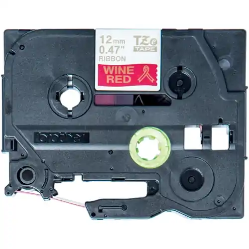 Bestseller Textilband, 12 mm, Band rot, Schrift gold, 4 m, TZE-RW34