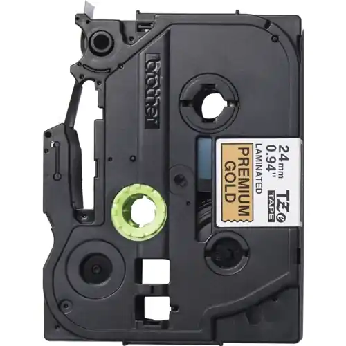 Schriftbandkassette, 24 mm, Band gold, Schrift schwarz, 8 m, TZE-PR851 Echt