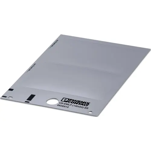 Sonderangebot PVC Gerätemarkierer, (L x B) 60 x 100 mm, silber, Trägerkarte mit 2 Stk, 0828910