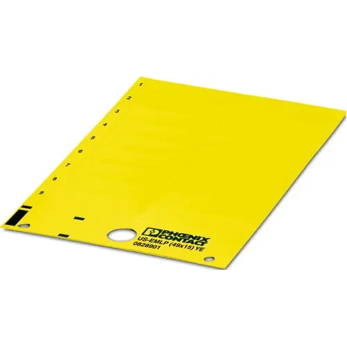 PVC Gerätemarkierer, (L x B) 14.9 x 48.7 mm, gelb, Trägerkarte mit 18 Stk, 0828901 Geprüft