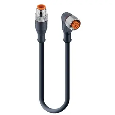 Knallerangebot Sensor-Aktor Kabel, M12-Kabelstecker, gerade auf M12-Kabeldose, abgewinkelt, 4-polig, 25 m, PUR, schwarz, 4 A, 43763