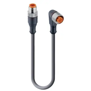 Finale Aktion Sensor-Aktor Kabel, M12-Kabelstecker, gerade auf M12-Kabeldose, abgewinkelt, 4-polig, 1 m, PUR, schwarz, 4 A, 44268
