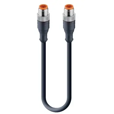 Nur Heute Sensor-Aktor Kabel, M12-Kabelstecker, gerade auf M12-Kabelstecker, gerade, 4-polig, 2 m, PUR, schwarz, 4 A, 8707