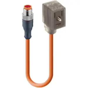 Preis Gesenkt Sensor-Aktor Kabel, M12-Kabelstecker, gerade auf Ventilsteckverbinder DIN form B, 3-polig, 1 m, PUR, orange, 4 A, 25709