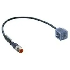 Sensor-Aktor Kabel, M12-Kabelstecker, gerade auf Ventilstecker, 3-polig, 0.3 m, PUR, schwarz, 4 A, 11985 Markenware