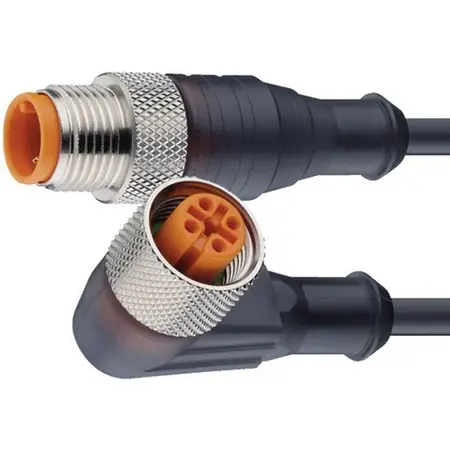 Sensor-Aktor Kabel, M12-Kabelstecker, gerade auf M12-Kabeldose, abgewinkelt, 5-polig, 15 m, PUR, schwarz, 4 A, 34615 Kostenfreie Lieferung