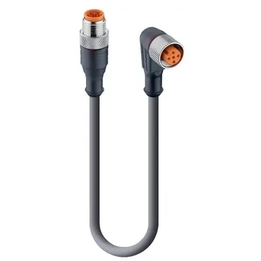 Sensor-Aktor Kabel, M12-Kabelstecker, gerade auf M12-Kabeldose, abgewinkelt, 5-polig, 1 m, PUR, schwarz, 4 A, 62943 Schneller Versand