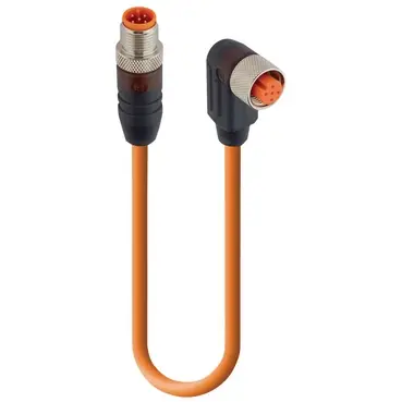 Sensor-Aktor Kabel, M12-Kabelstecker, gerade auf M12-Kabeldose, abgewinkelt, 5-polig, 1 m, PUR, orange, 4 A, 109388 Neuheit
