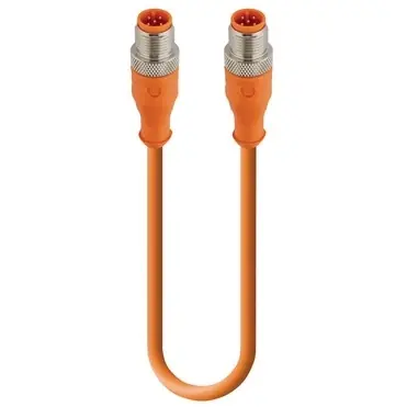 Sensor-Aktor Kabel, M12-Kabelstecker, gerade auf M12-Kabelstecker, gerade, 5-polig, 0.3 m, PVC, orange, 4 A, 74624 Echt