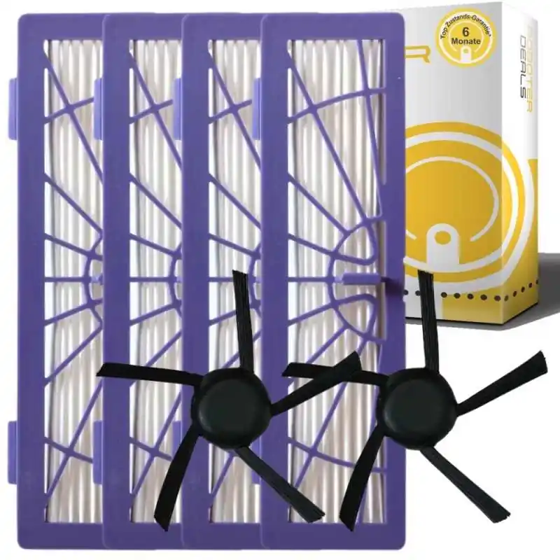 Must-Have Zubehör Set, Ersatzteile Kit für Neato Botvac D Serie (2x Seitenbürsten, 4x Filter)