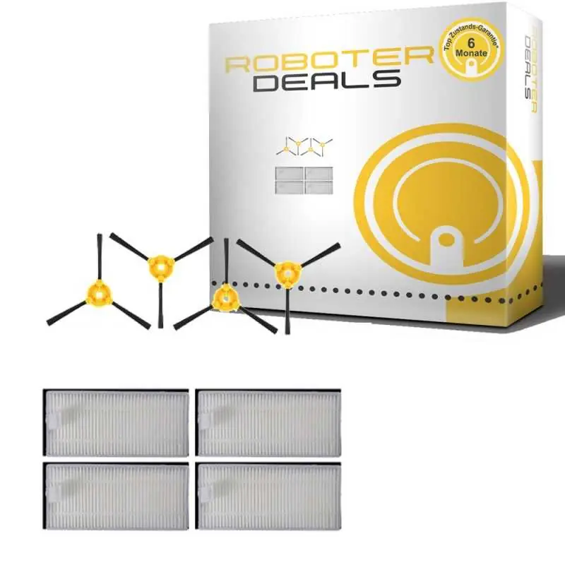 Zubehör Set, Ersatzteile Kit für Ecovacs Deebot 600, 601, 605 (4x Filter, 4x Seitenbürste) Sonderaktion