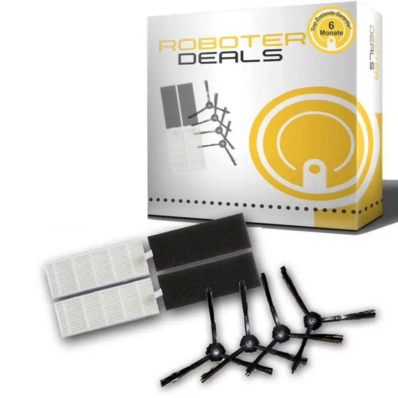 Zubehör Set (Ersatzteile) für Ecovacs Deebot M82 (4x Seitenbürsten, 2x Filter) Schneller Versand