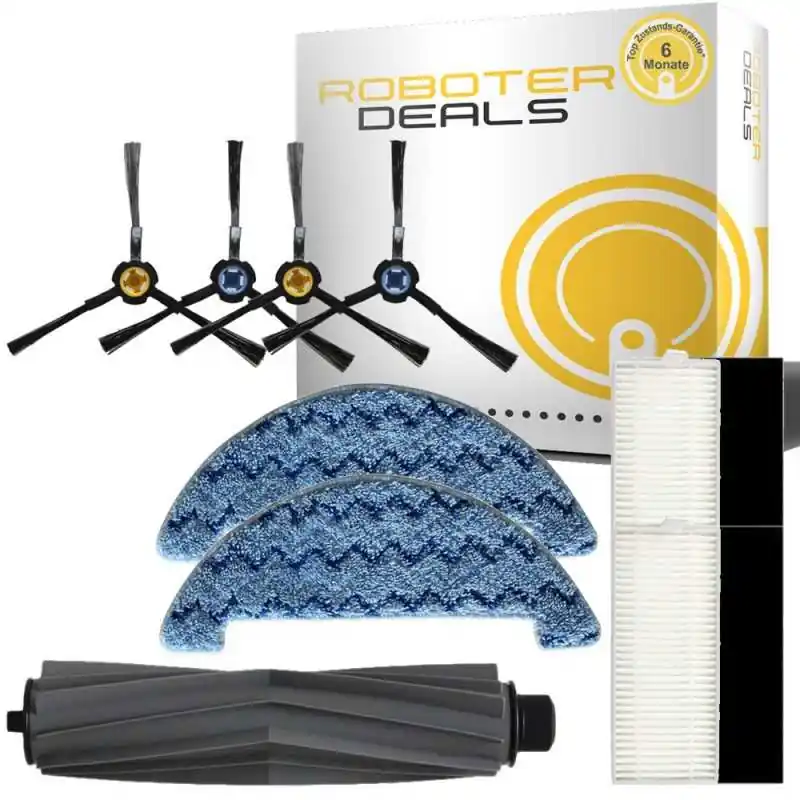 Schneller Versand Zubehör Set, Ersatzteile Kit für ZACO A9s u. A9s Pro (1x Hauptbürste, 4x Seitenbürste, 2x Filter, 2x Pad)