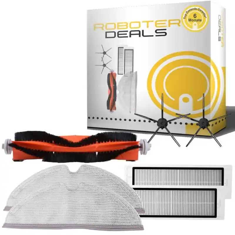 Preiswert Zubehör Set (Ersatzteile) für Roborock E5 (2x Seitenbürsten 5arm schwarz, 2x Pad, 2x Filter, 1x Hauptbürste)