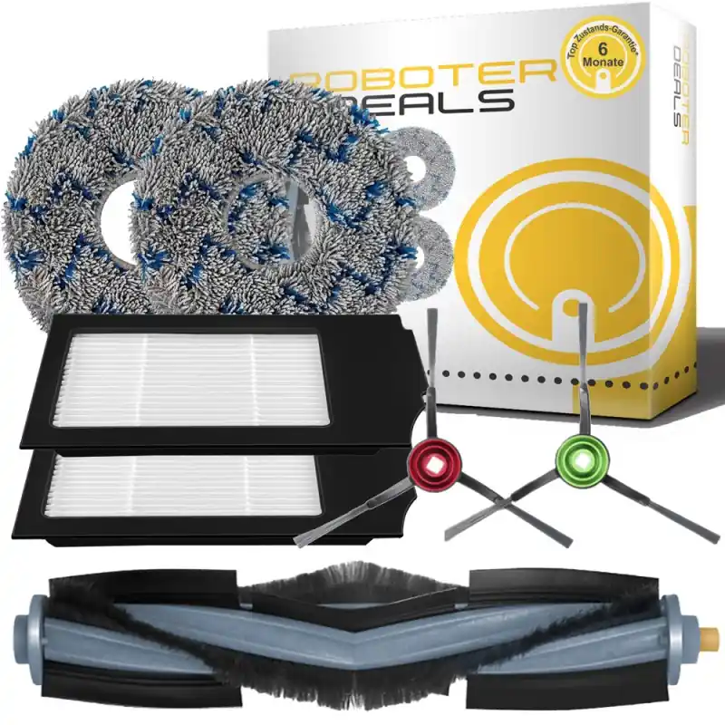 Zubehör Set, Ersatzteile Kit für Ecovacs Deebot T10 Turbo (2x Seitenbürste, 2x Pad, 2x Filter, 1x Hauptbürste) Kostenloser Rückversand