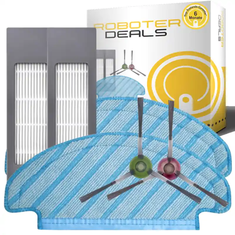 Zubehör Set, Ersatzteile für Ecovacs Deebot N10, N10 Plus (2x Pad, 2x Filter, 2x Seitenbürste) Neu