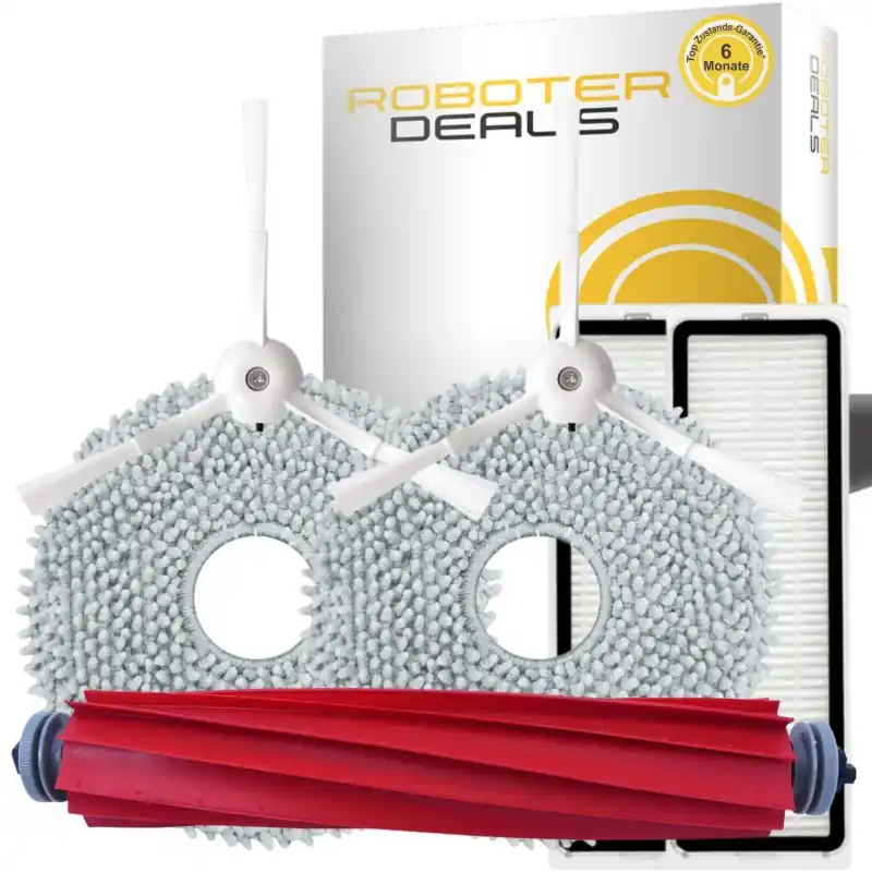 Zubehör Set, Ersatzteile für Roborock Q Revo MaxV (2x Filter, 2x Pad, 2x Seitenbürste in weiss, 1x Hauptbürste) Mega-Angebot